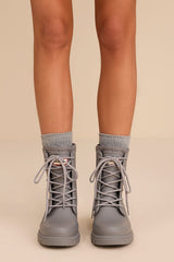 Diana Light Gray Rubber Lace-Up Ankle Rainboots