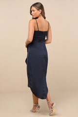 My Favorite Day Navy Tulip Skirt Midi Dress
