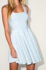 Best Date Ever Light Blue Metallic Skater Mini Dress