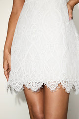 Markia White Lace Strapless Mini Dress