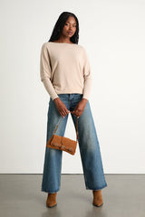 Verla Beige Dolman Sleeve Sweater Top