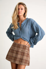 Haislyn Brown Plaid A-Line Skort
