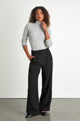 Wilde Heather Grey Ribbed Long Sleeve Mock Neck Bodysuit