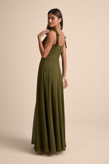 Love Me Forever Olive Green Square Neck Maxi Dress