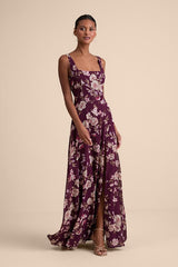 Remarkable Arrival Plum Purple Floral Sleeveless Maxi Dress