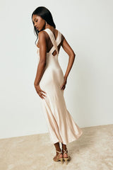 Ellena Blush Satin Slip Midi Dress