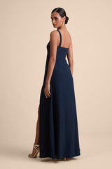 Remarkable Arrival Navy Blue Sleeveless Maxi Dress