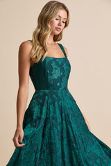 Loira Emerald Burnout Jacquard Lace-Up Midi Dress