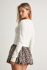 Marylu White Cable Knit Cardigan Sweater Top
