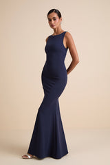 Love In Your Eyes Navy Knotted Mermaid Maxi Dress