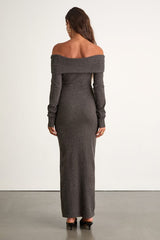 Ellie Heather Charcoal Grey Sweater Bodycon Maxi Dress
