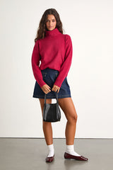 Amazing Memories Berry Red Turtleneck Sweater