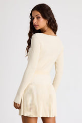 Chicest Crush Ivory Ribbed Long Sleeve Mini Sweater Dress