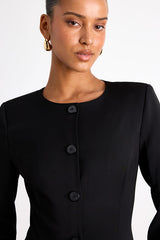 Elyna Black Button-Front Blazer