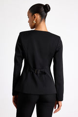 Elyna Black Button-Front Blazer