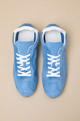 Serina Blue Suede Leather Lace-Up Sneakers