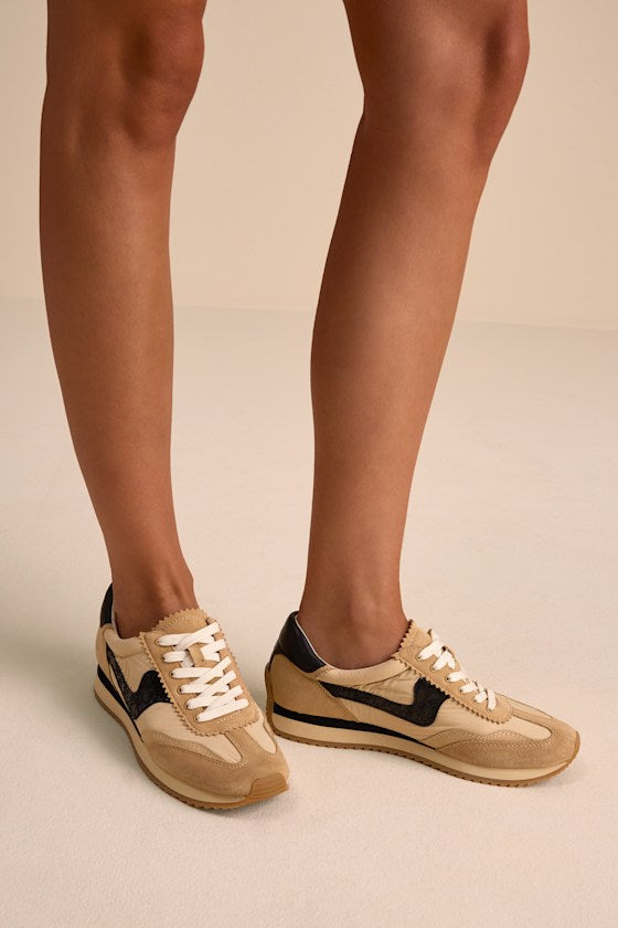 B.Ntcd Tan Multi Leather Nylon Sneakers