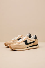 B.Ntcd Tan Multi Leather Nylon Sneakers