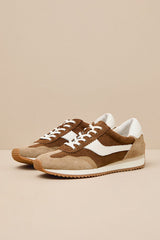 B.Ntcd Brown Multi Suede Leather Sneakers
