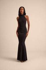 Sihana Black Halter Mermaid Maxi Dress
