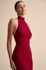 Sihana Wine Red Halter Mermaid Maxi Dress