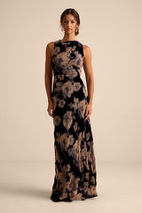 Ramonda Black Velvet Burnout Sleeveless Maxi Dress