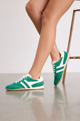Sprinter Green and Off White Suede Lace-Up Sneakers