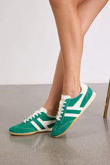 Sprinter Green and Off White Suede Lace-Up Sneakers