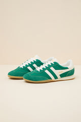 Sprinter Green and Off White Suede Lace-Up Sneakers