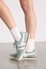 Apollo Green Mist and Off White Suede Lace-Up Sneakers