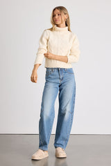 Snuggly Touch Ivory Cable Knit Turtleneck Sweater