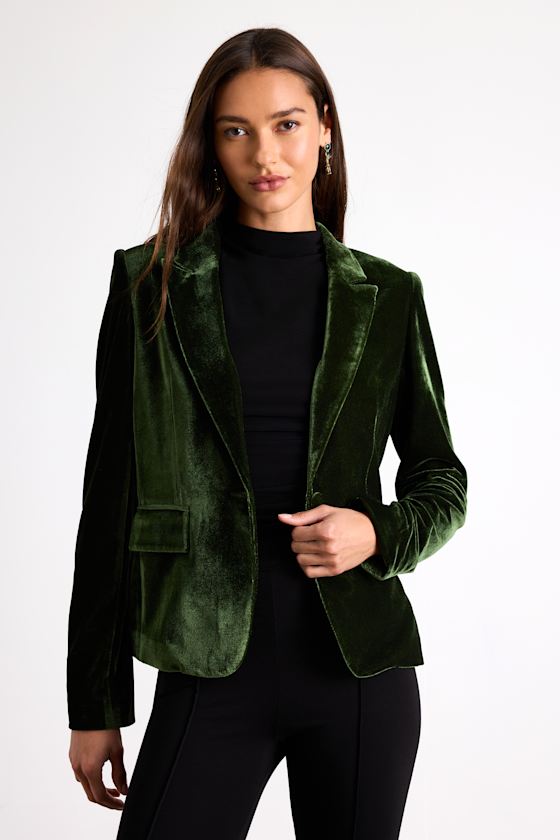 Cashton Dark Olive Velvet Blazer