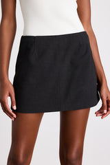 Rahlina Black Suede Mid-Rise Mini Skirt