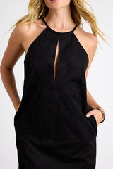 Westlynn Black Suede Cutout Shift Mini Dress
