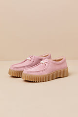 Torhill Bee Dusty Rose Suede Leather Flatform Lace-Up Loafers