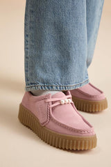 Torhill Bee Dusty Rose Suede Leather Flatform Lace-Up Loafers