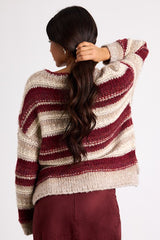 Brea Red and Beige Striped Oversized Sweater