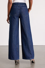 Madison Dark Wash Drawstring Wide-Leg Jeans