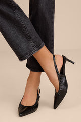 Corbett Black Ruched Slingback Pointed-Toe Pumps