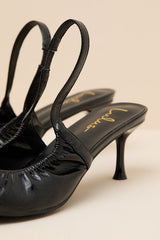 Corbett Black Ruched Slingback Pointed-Toe Pumps