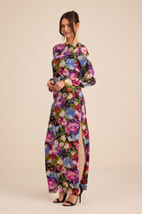 Merrit Black Multi Cowl Back Long Sleeve Maxi Dress
