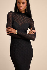 Callaway Black Textured Mock Neck Maxi Dress