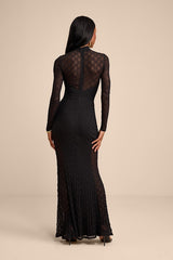 Callaway Black Textured Mock Neck Maxi Dress