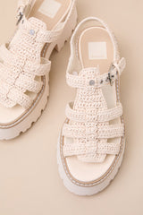 Latice Oatmeal Raffia Caged Platform Sandals