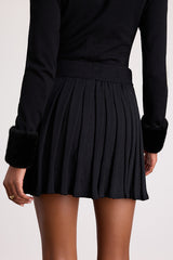 Layden Black Knit Pleated Mini Skirt