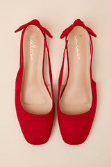 Laylaa Red Suede Bow Slingback Low Heel Pumps