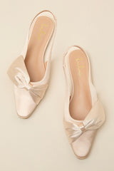 Kyleigh Champagne Satin Bow Slingback Flats