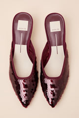 Cleo Cranberry Sequin Pointed-Toe Mule Pumps