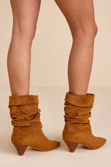 Carrie Tan Suede Slouchy Mid-Calf Boots