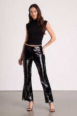Christella Black Sequin Low-Rise Flare Pants